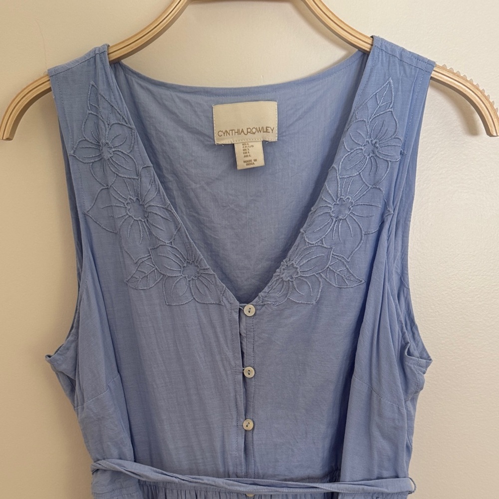 Cynthia Rowley Light Blue Embroidered Sleeveless Dress – Size Large